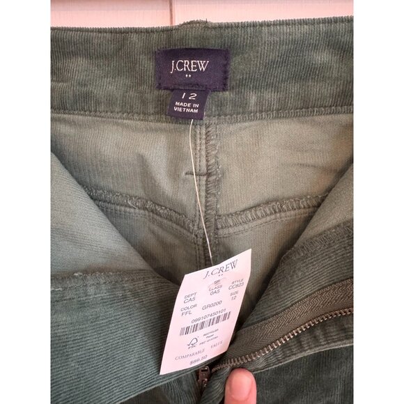 NWT J Crew Corduroy Mini Skirt A-line Dark Green Womens Size 12 - Picture 6 of 9